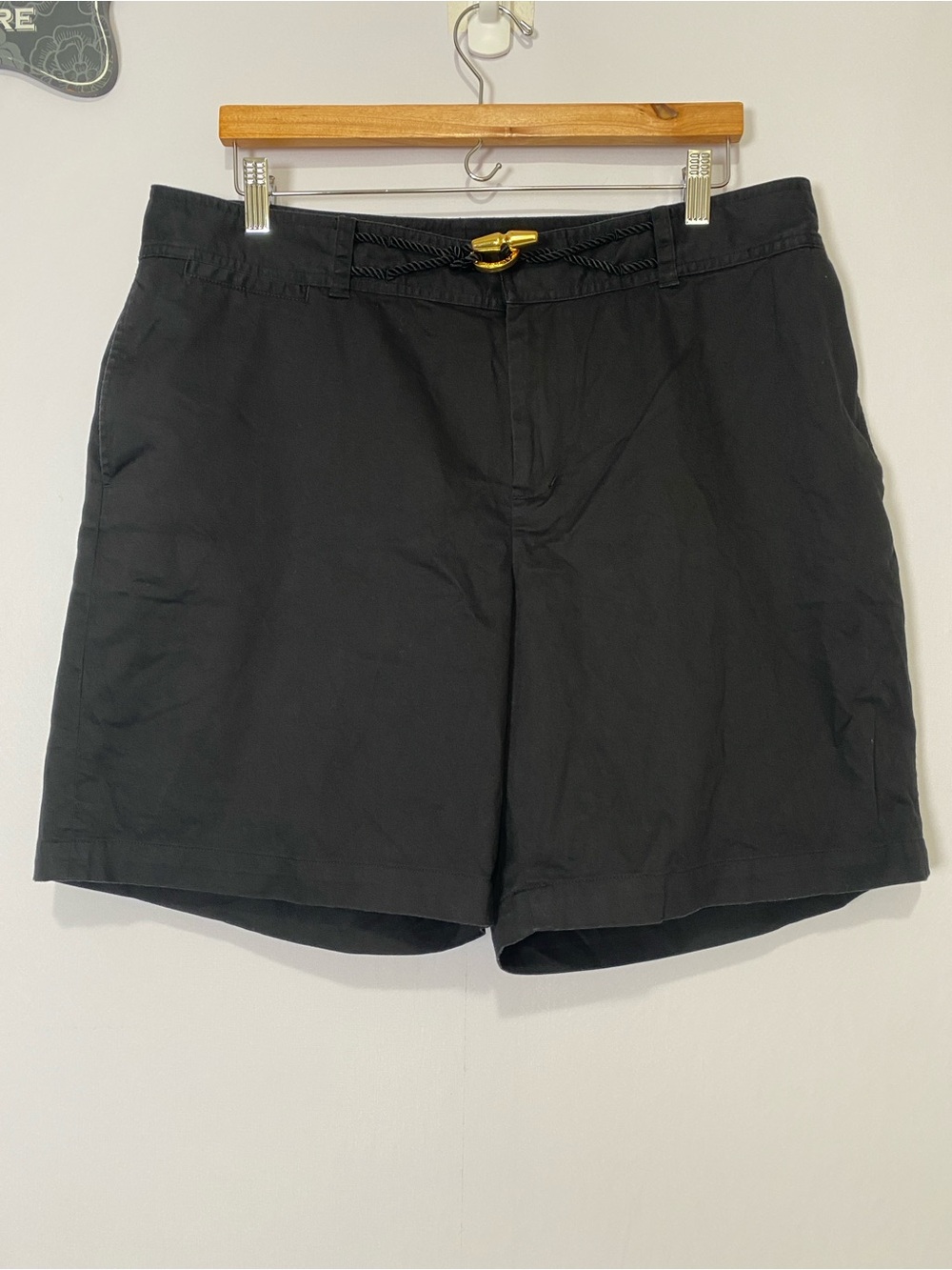 Lauren Ralph Lauren Gold Toggle Rope Detail Shorts Womens 16W Black Cotton